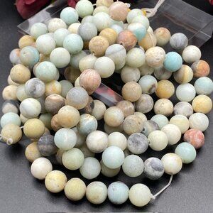 12mm Frosted Amazonite Genuine Semi Precious Natural Gemstone Bead Strand